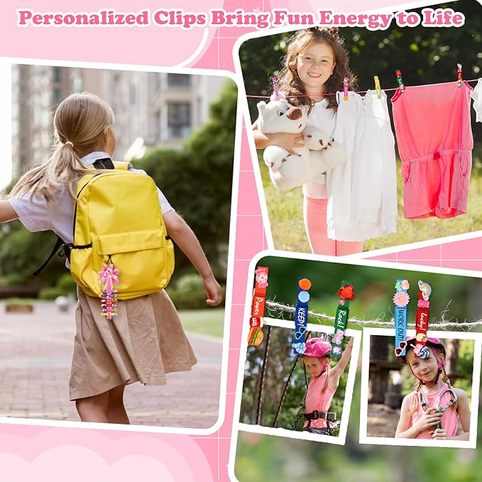 Cheer Pins Spirit Clip Set, 100 Colored Wooden Clothes Pins 340 Mini Resin Animals Ducks Letter Beads Bows Stickers Pen, Cheer Pin Decor for Cheerleading Backpack Ribbon Team Classroom Cheer Gift Bulk