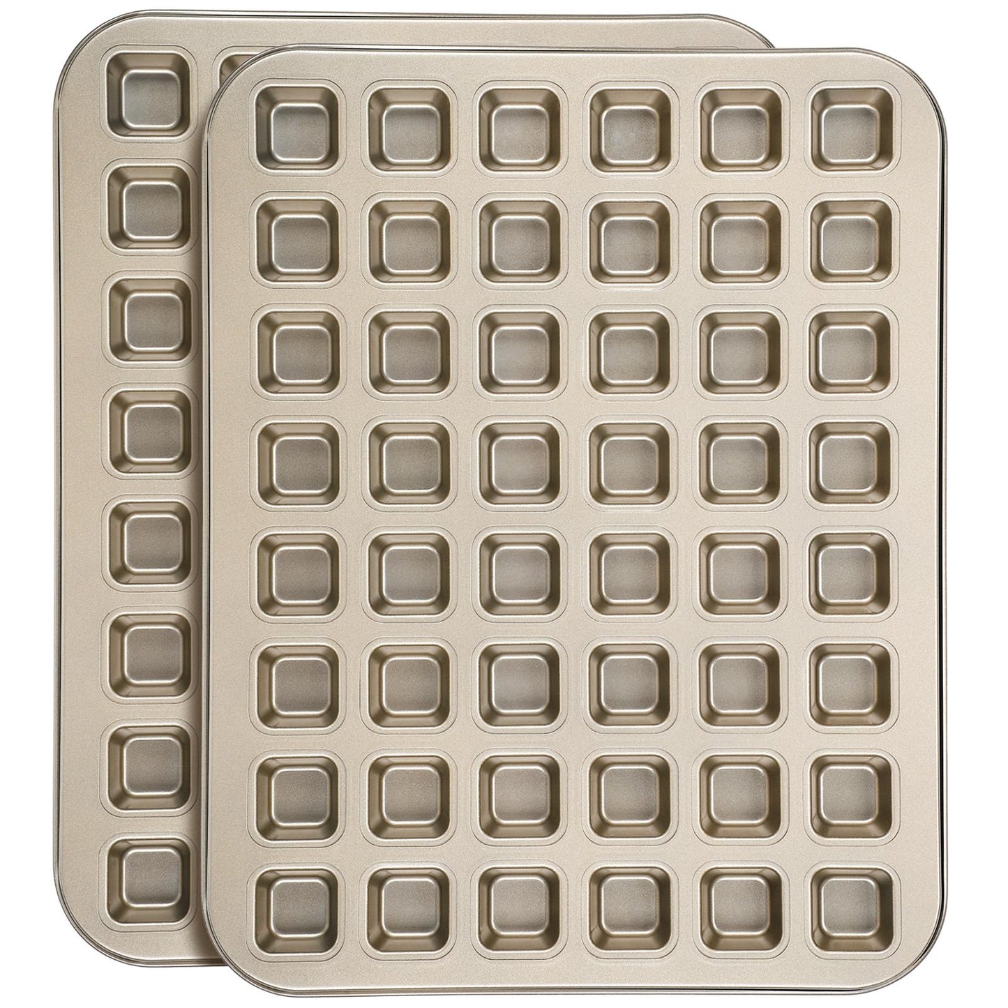 Beasea Nonstick Mini Muffin Pan 24 Cups, 2 Pack 24 Mini Small Tiny Cup Non Stick Muffin Baking Pan Tin Tray Carbon Steel Bakeware Individual Cupcake Baking Pan - Gold