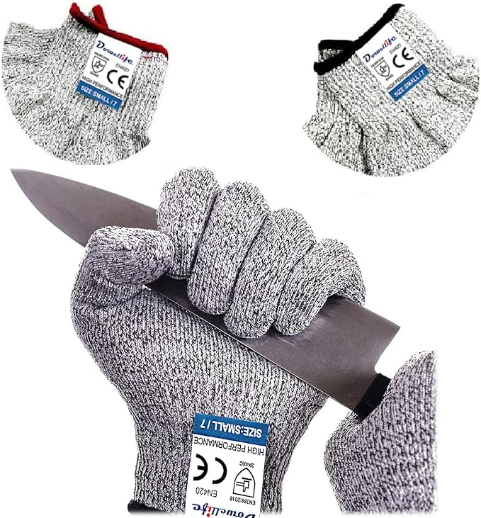 Dowellife Level 5 Cut Resistant Gloves with Silicone Coating Food Grade