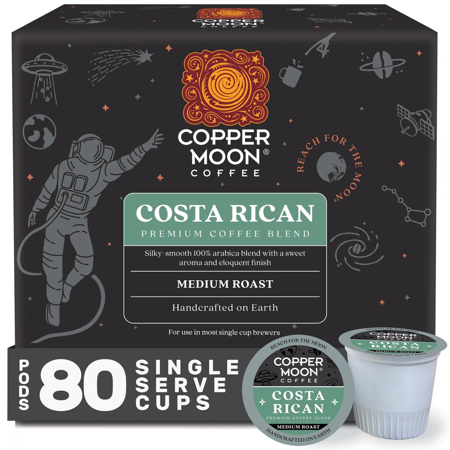 Copper Moon K-Cup Coffee Pods, Dark Roast, Sumatra Blend, 80 Count