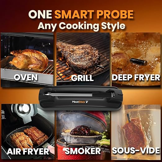 MeatStick V Prime WiFi Wireless Meat Thermometer, 1200°F 6-Sensor Probe