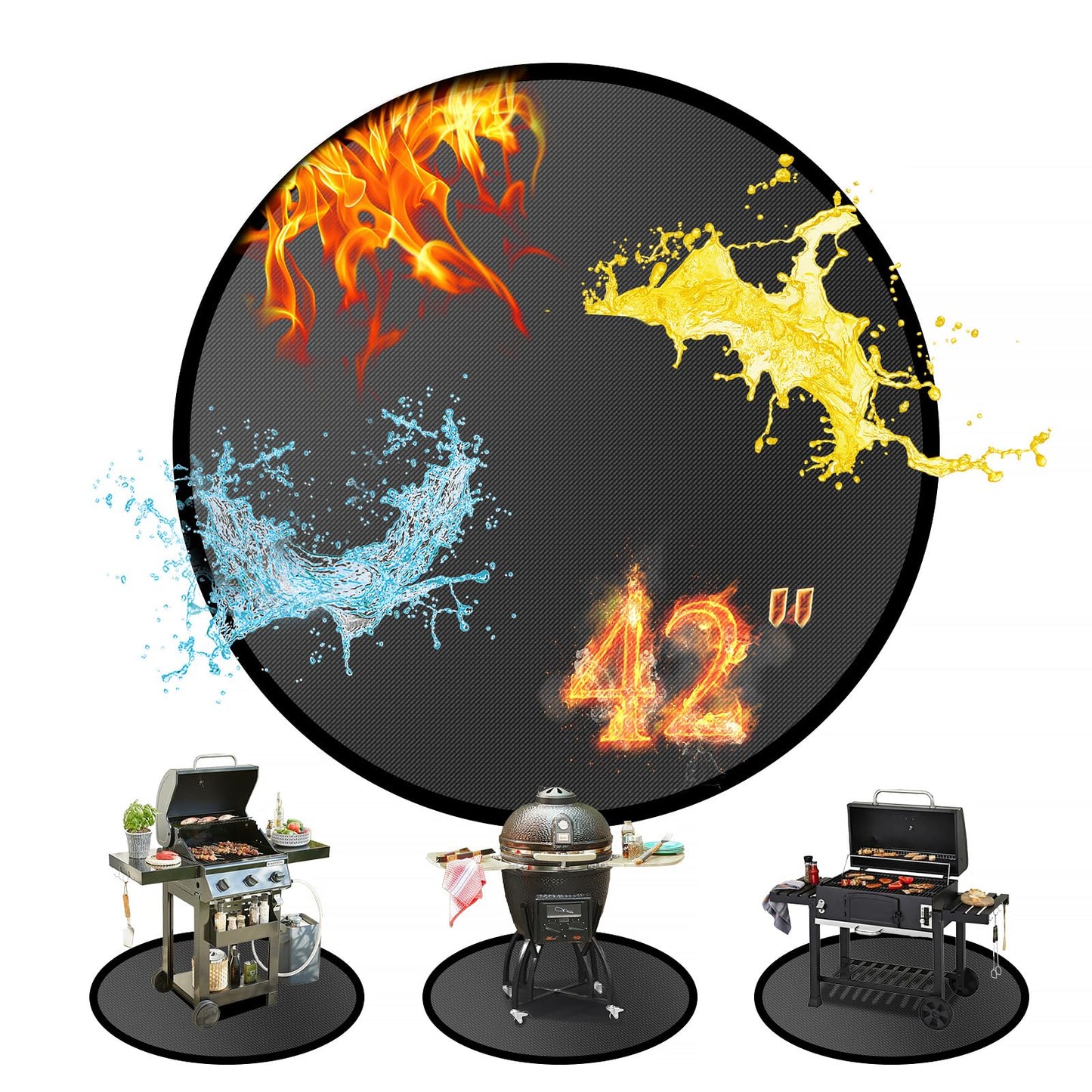 60 ×52 Inch Under Grill Mats for Outdoor Grill & Grill Mat for Under BBQ