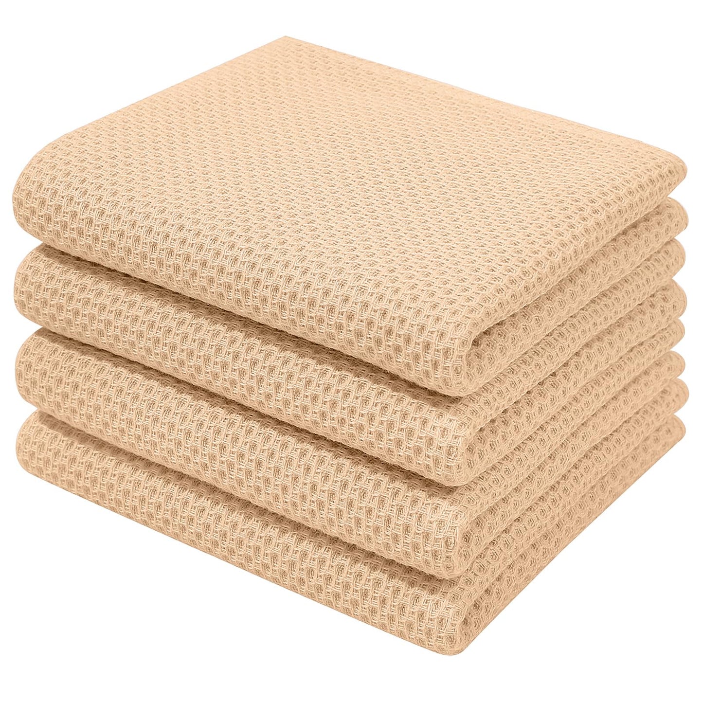 Homaxy 100% Cotton Waffle Weave Kitchen Dish Towels 4-Pack, Apricot