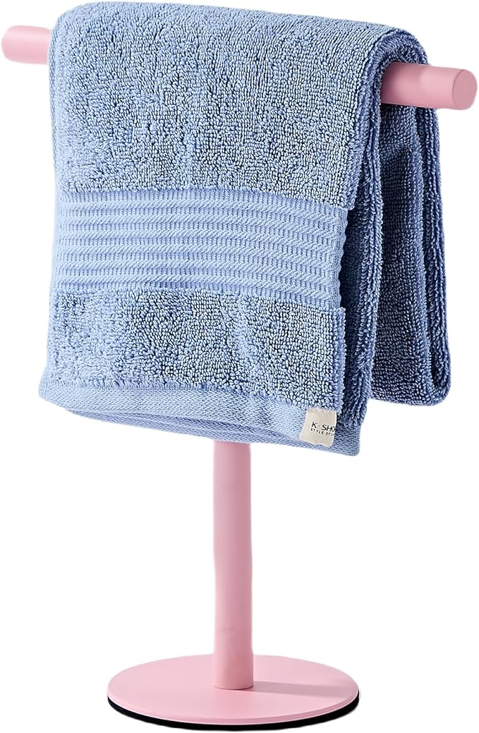 Pink Bathroom Hand Towel Holder Stand，T-Shape Hand Towel Holder Stand SUS304 Stainless Steel for Bathroom，Kitchen or Vanity Countertop