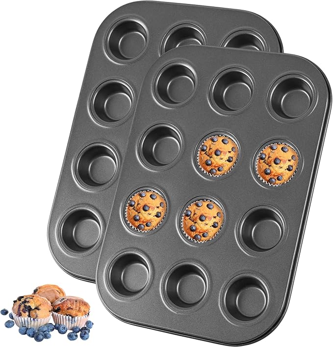 Audingull Mini Muffin Pan, Premium Small Cupcake Pans, Carbon Steel 12-Cup Muffin Tin, Versatile Non-Stick Bakeware