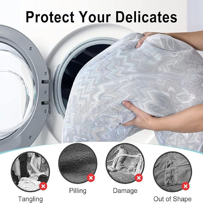 OTraki Mesh Washing Bags for Laundry 16x20 Inch Medium Mesh Bag Laundry Washer Delicates Lingerie Wash Machine Net Zipper Bag Heavy Duty Home Dorm Hotel Don't Drying, Melting 140-176℉, White