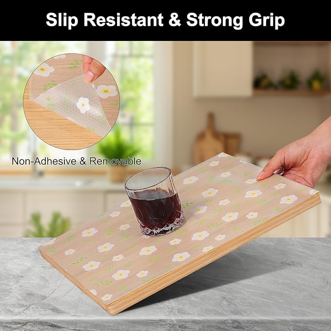 Cooyes Shelf Liner – Premium Non-Adhesive Cabinet & Drawer Liner for Kitchen – Waterproof Shelf Paper with Modern Pattern – Durable EVA Cabinet Mat – Easy to Cut （12" W x 240" L）