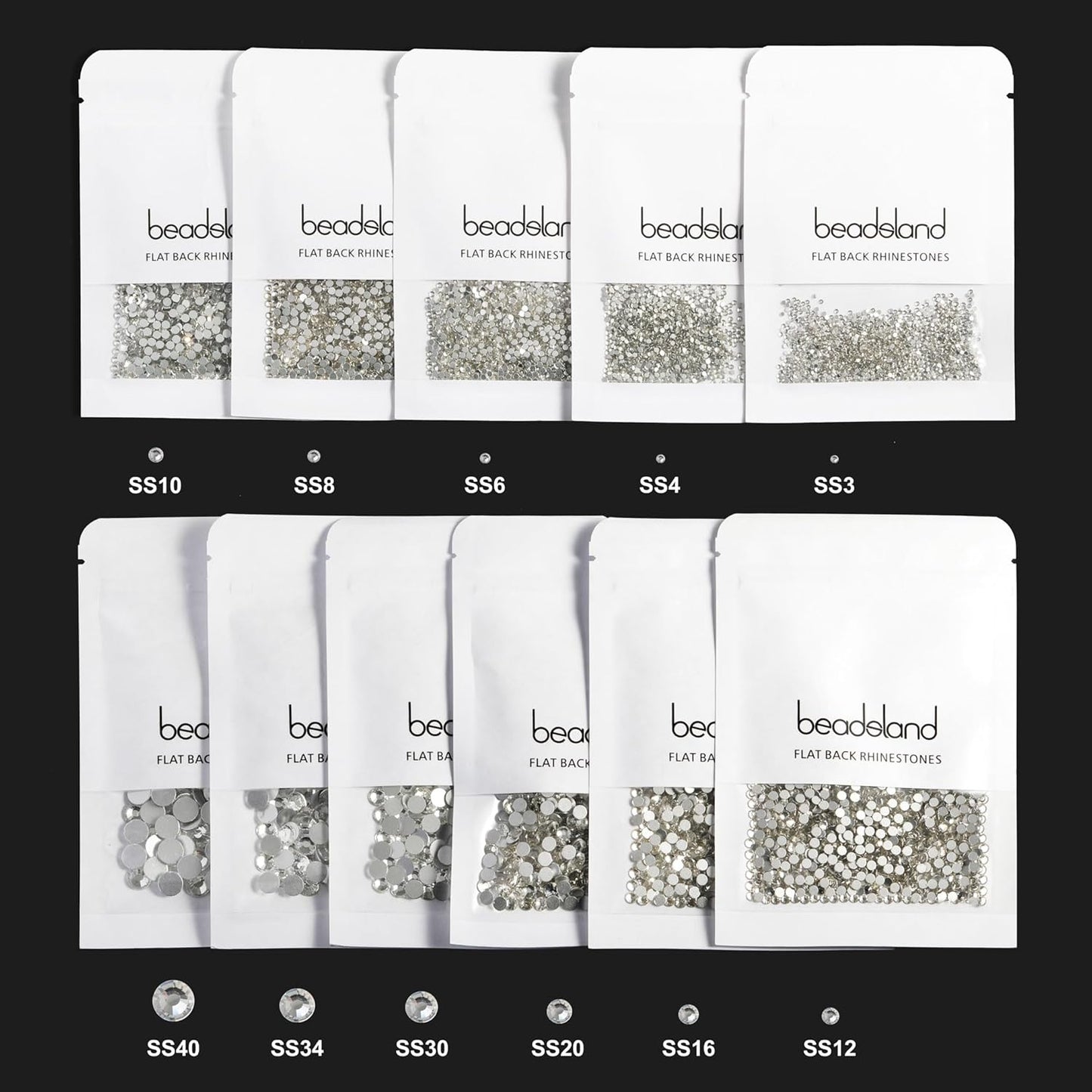 Beadsland 1440pcs Flat Back Crystal Rhinestones Round Gems for Nail Art and Craft Glue Fix, Sapphire(SS12(2.9-3.0mm))