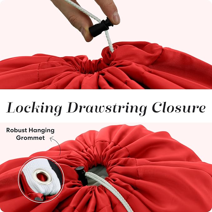 Handy Laundry Bag Shoulder Strap Extra Large - Drawstring Locking Closure, Durable Material, Heavy Duty Stitching, Hands Free Carrying - Perfect College Dorm (Red, 30" x 40")