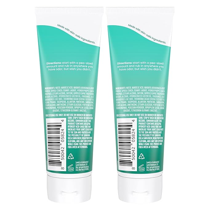 LUME Whole Body Deodorant - Invisible Cream Tube - 72 Hour Odor Control - Aluminum Free, Baking Soda Free, Skin Safe - 3.0 ounce (Pack of 2) (Minted Cucumber)