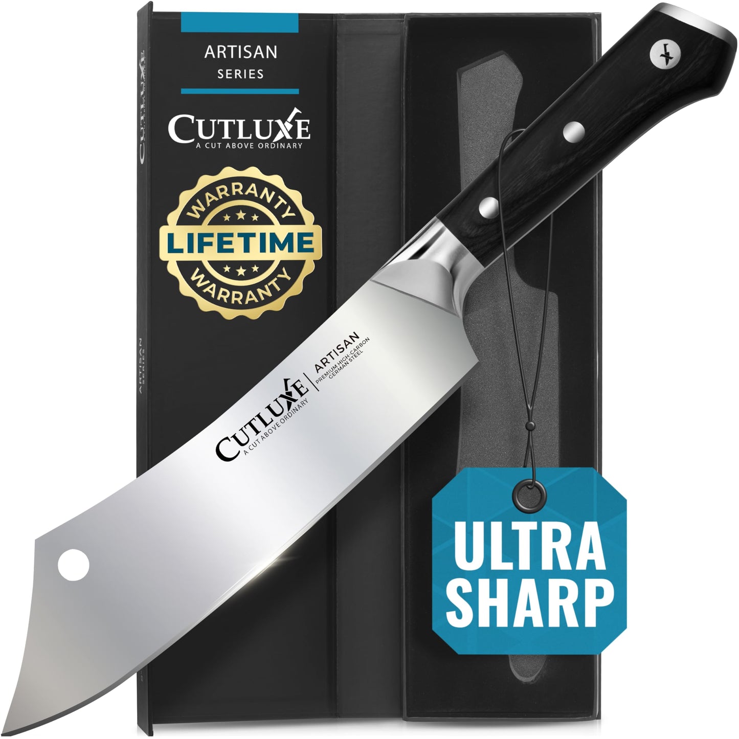Cutluxe Cleaver Knife, 7" Meat Cleaver Butcher Knife for Meat Cutting