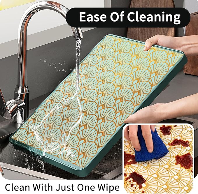 Drawer and Shelf Liner for Kitchen Cabinet: 17 in X 30 Ft Waterproof Shelf Paper Non Adhesive Refrigerator Liners Golden Ginkgo Leaf Easy Liners for Bathroom with Knife Tape Measure