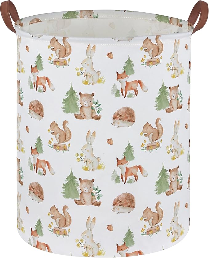 Kids Laundry Basket Animal Hamper for Nursery Woodland Hamper Cute Kids Storage Bin Organizer Room Decor for Home(Tree animal)