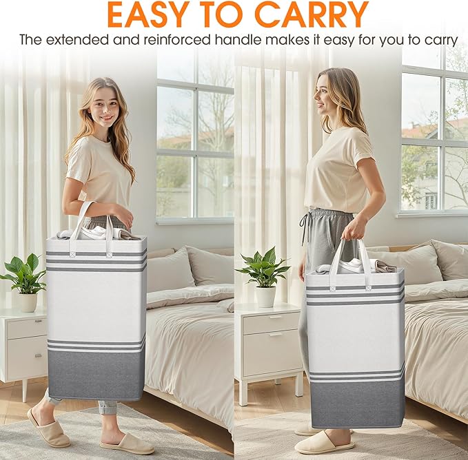4 Pack Large Laundry Baskets, Laundry Hampers, Freestanding Waterproof Collapsible Clothes Bag with Extended & Reinforced Handles - Clothes Basket for Dorm, Bathroom, Home (88L)