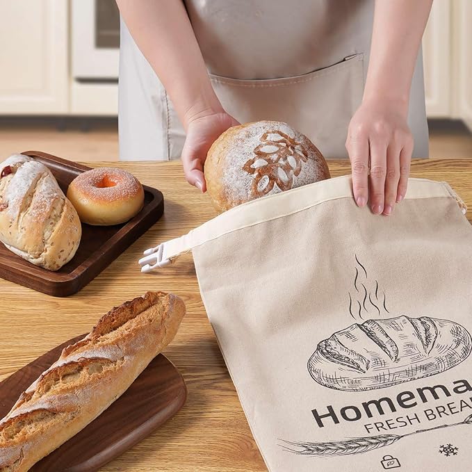 1 Pack Beeswax Bread Bags for Sourdough,Reusable Organic Linen Beeswax Bread Bag for Homemade Sourdough 17 x 12.6 Inches Food Storage Cloth Bag – Freezer-Friendly & Freshness Preservation