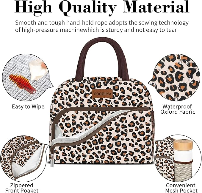 Coobiiya Lunch Box Lunch Bag for Women Adults Men, Reusable Cute Lunch bag - Leakproof, Insulated Lunch Box Tote with Large Capacity, Cooler Container for Work/Travel/Office