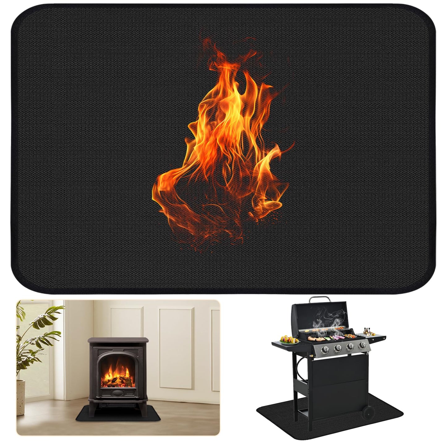 Himake 60×42 Inch Grill Mats for Outdoor Grill, Hearth Rugs for Fireplaces Fireproof, Gas and BBQ Grill Oil-Proof Water-Proof Protector for Decks, Patios，Grassand Indoor Grill