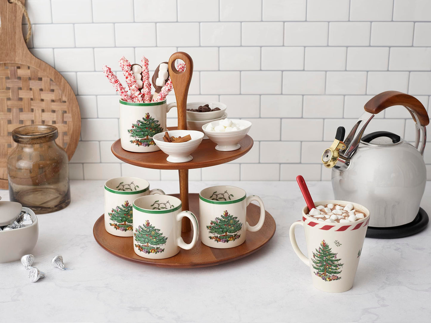 Spode Christmas Tree Mugs, 9 Oz, Set of 4 - Festive Holiday Drinkware