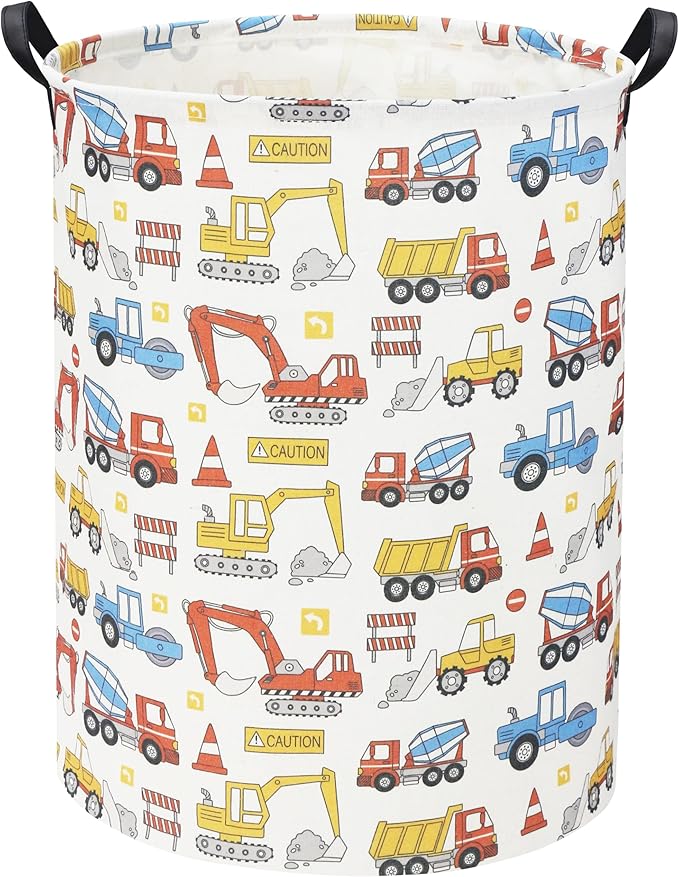HIYAGON Kids Laundry Basket Baby Hamper for Nursery Boy Kids Hamper Cute Kids Toys Storage Bin Organizer Engineering Vehicle Room Decor for Home(Engineering Vehicle)