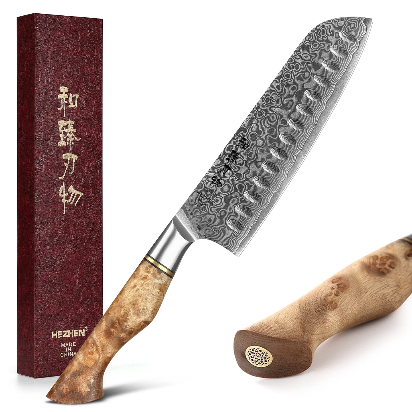 HEZHEN 8.3-Inch Bread Knife – 67 Layers Damascus Steel, Professional Serrated Slicer for Sourdough & Artisan Bread, Figured Sycamore Handle