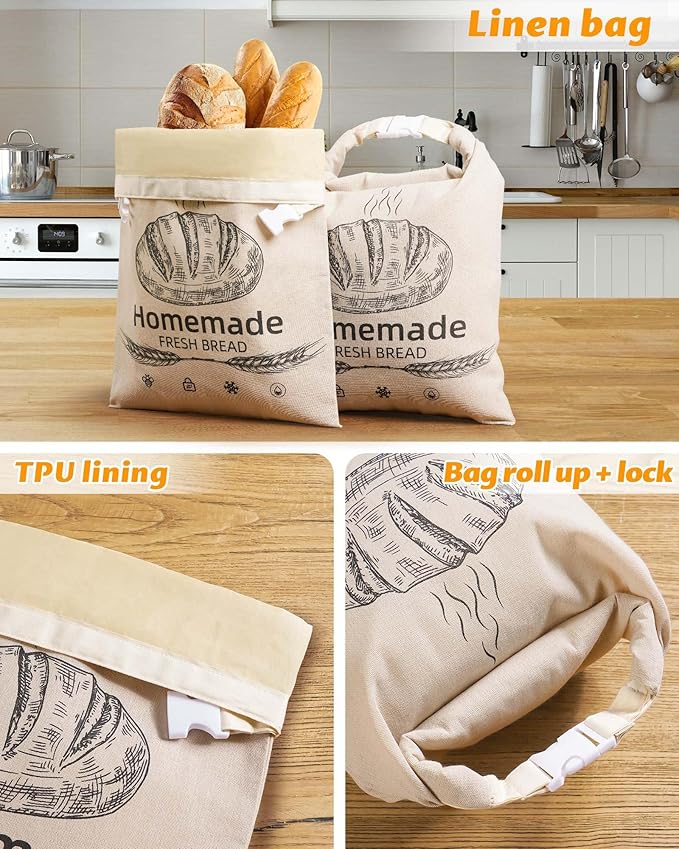 1 Pack Beeswax Bread Bags for Sourdough,Reusable Organic Linen Beeswax Bread Bag for Homemade Sourdough 17 x 12.6 Inches Food Storage Cloth Bag – Freezer-Friendly & Freshness Preservation