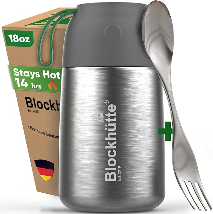 Blockhütte Soup Thermo for Adults - 34 oz Vacuum Stainless Steel Thermal Lunch Box, Leakproof Thermo for Hot Food, Wide Mouth Insulated Food Jar