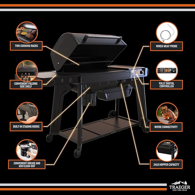 Traeger Woodridge Pro Wood Pellet Grill & Smoker, 970 Sq In, WiFi
