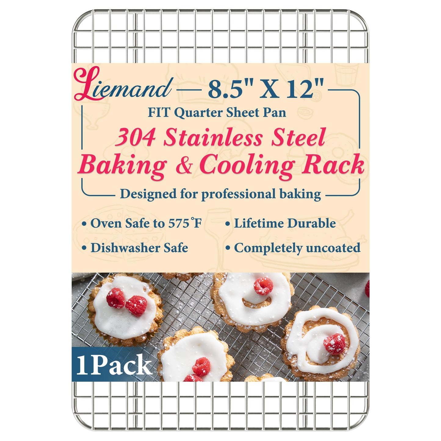 Cooling Racks for Cooking and Baking - 8.5"x12" Oven Safe Premium Stainless Steel Heavy Duty Baking Rack Tight-Wire, Fits Quarter Sheet Pan for Roasting & Grilling & Cooking - Set of 2