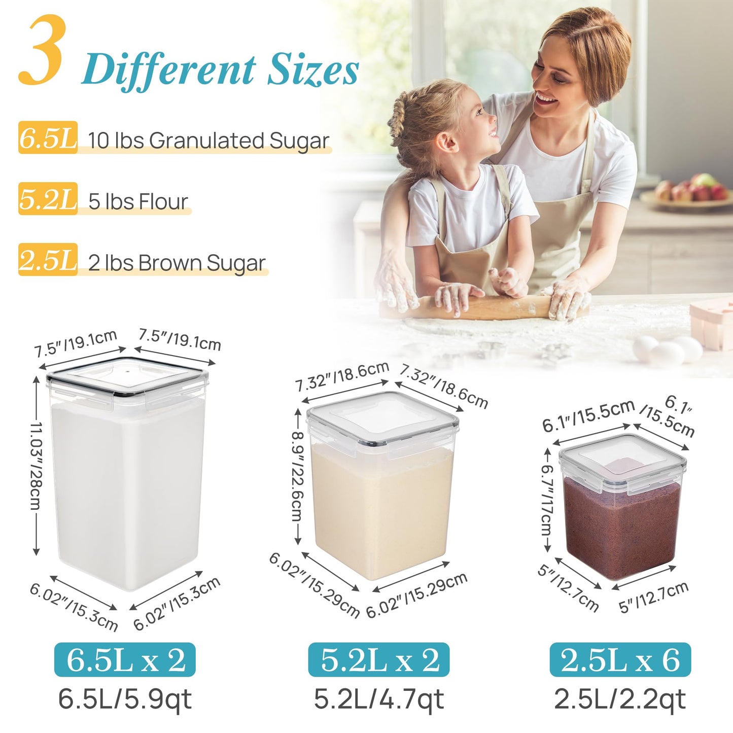 Vtopmart 10 PCS Flour and Sugar Storage Container Sets for Advanced Baker