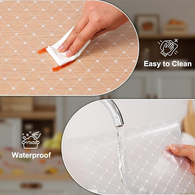Cooyes Shelf Liner – Premium Non-Adhesive Cabinet & Drawer Liner for Kitchen – Waterproof Shelf Paper with Modern Pattern – Durable EVA Cabinet Mat – Easy to Cut （12" W x 240" L）