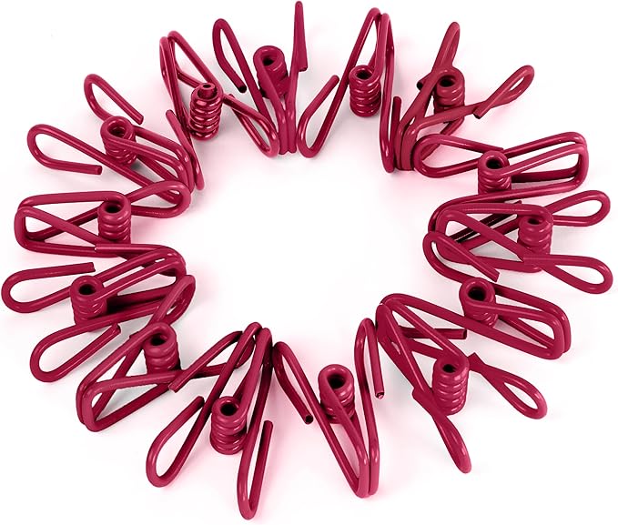 30 Pack Red Chip Bag Clips for Food - PVC 2 Inch Coated Sealer for Sealing Food - Paper Holder, Clothesline Clip for Laundry Hanging, Kitchen Bags, Multipurpose Clothes Pins