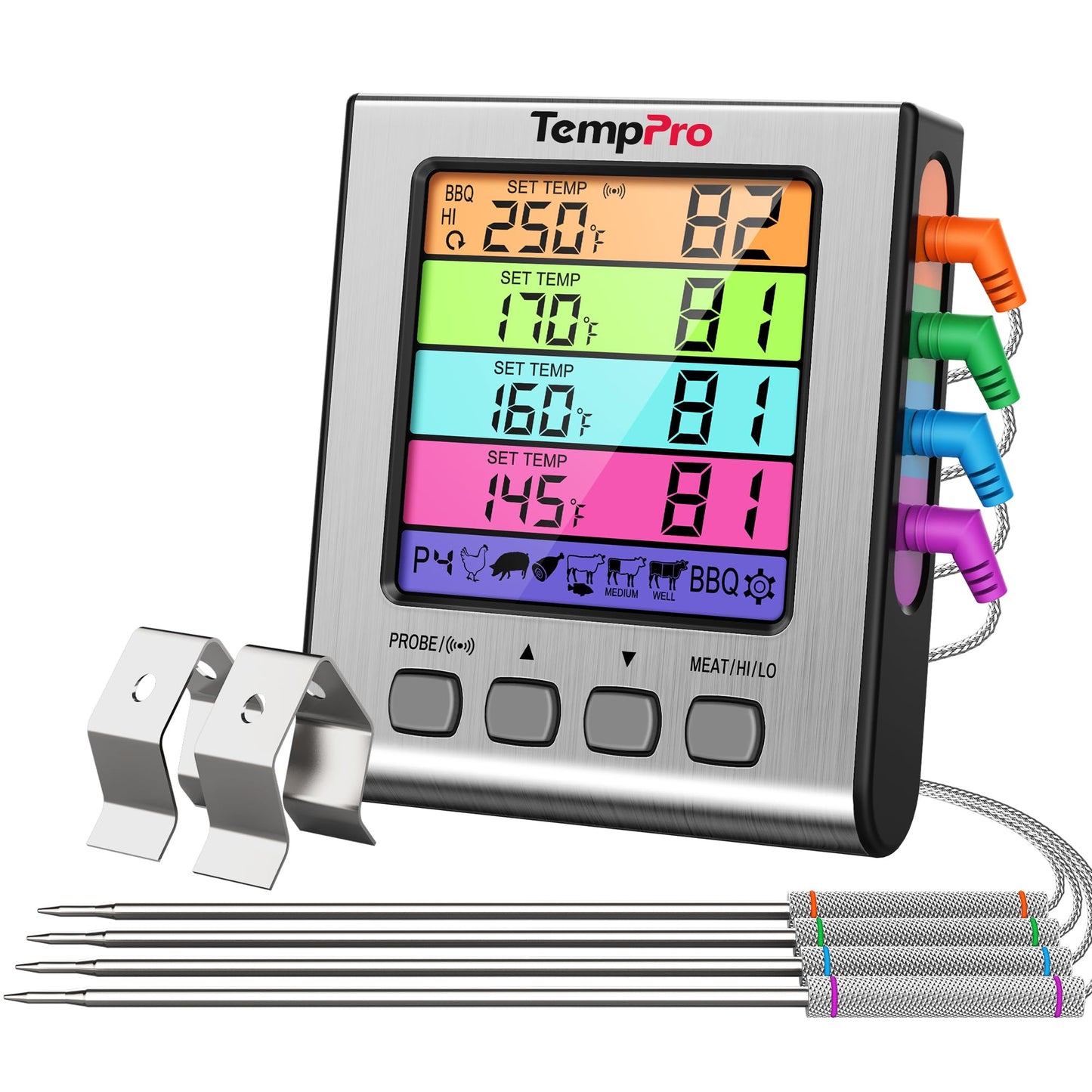 TempPro TempTrack Digital Meat Thermometer with 4 Temperature Probes