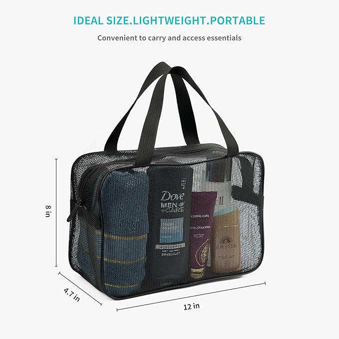 Mesh Shower Caddy Bag for Bathroom Gym Camping Portable Travel Mesh Toiletry Bag for Women Men