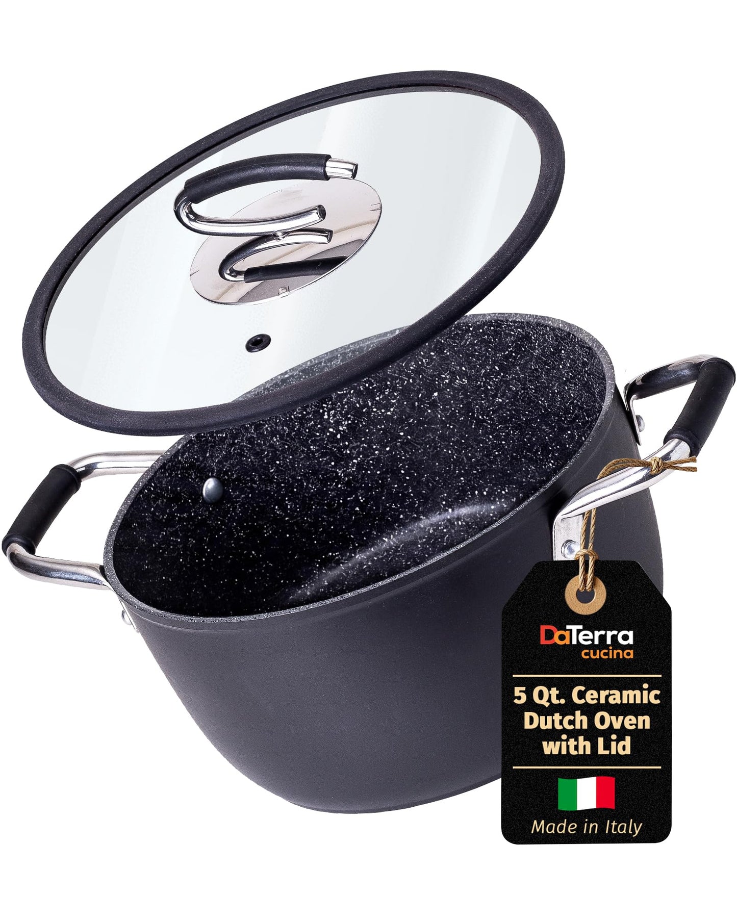 DaTerra Cucina Nonstick Ceramic Dutch Oven Pot w/Lid, Oven Safe Pot, 5Qt