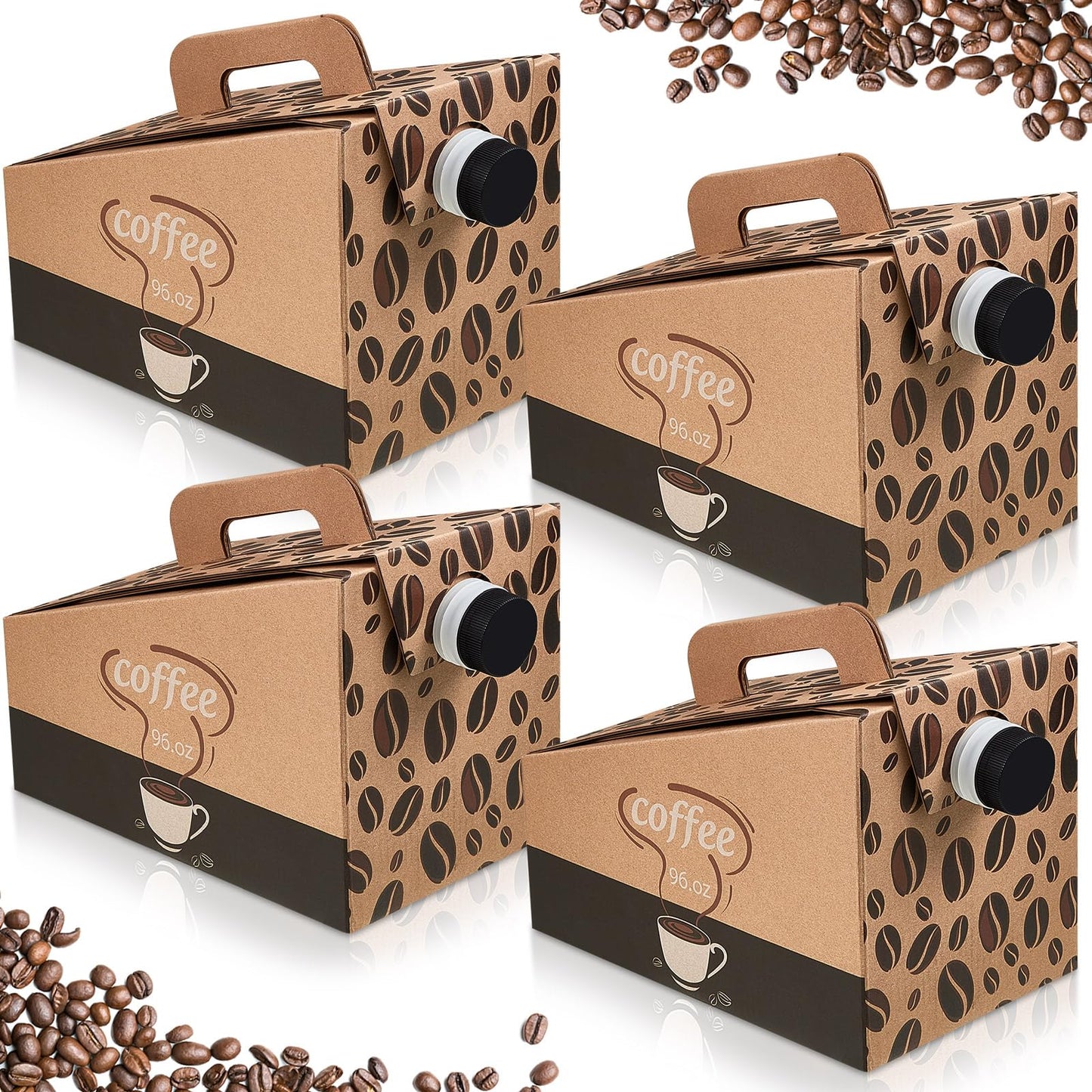 Dandat 10 Pack Coffee to Go Dispenser Box with Handle Lids, 96 oz