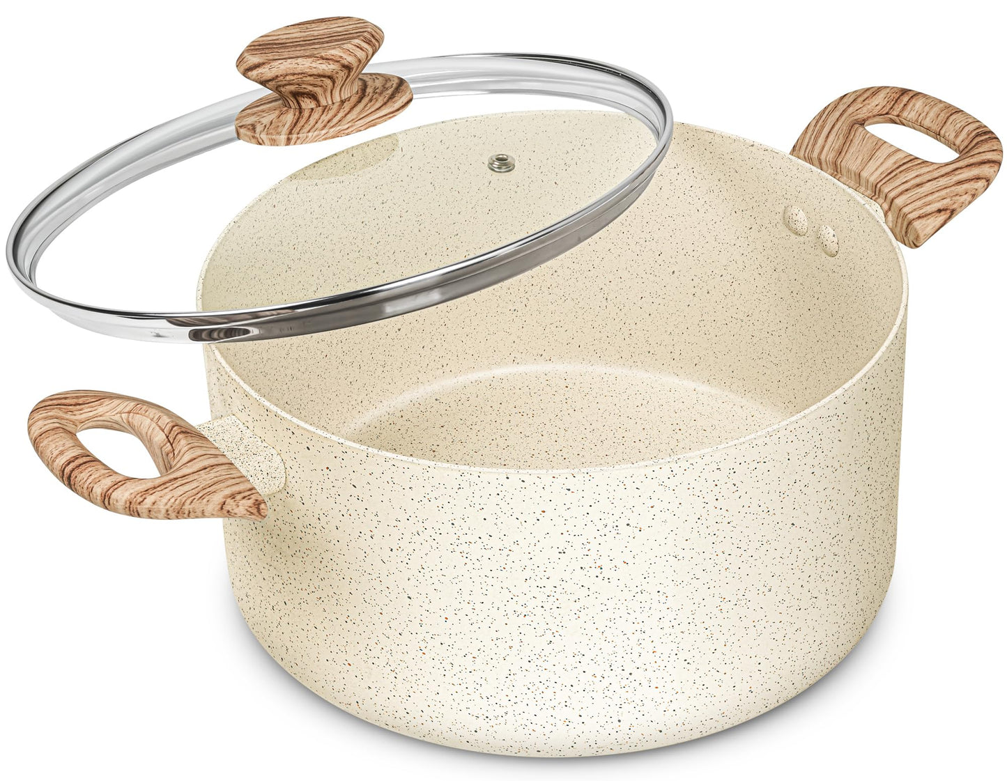 MICHELANGELO Nonstick Cooking Pot - 6 Quart Soup Pot with Lid for Family Meals, Non-Toxic Stockpot with Stay-Cool Handles, Induction Ready, Easy Cleanup, PFOA & PFOS Free