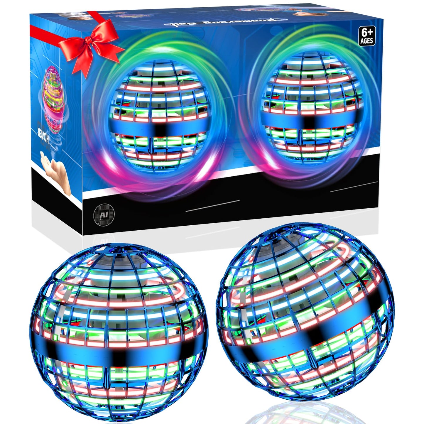 2PCS Flying Orb Ball Toys 2025, Uique Gift Hand Controlled Boomerang Hover Ball, Mini Drone Cosmic Globe Fidget Spinning Kids Adults Outdoor Fly Toy Birthday for Boys Girls Teens