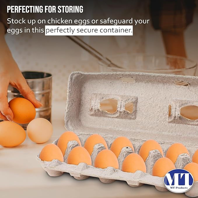 MT Products Blank Natural Pulp Egg Cartons Bulk - Made in USA - Holds Up to Twelve Eggs - 1 Dozen - Cardboard Material Perfect For Storing Extra Eggs (Pack of 5)