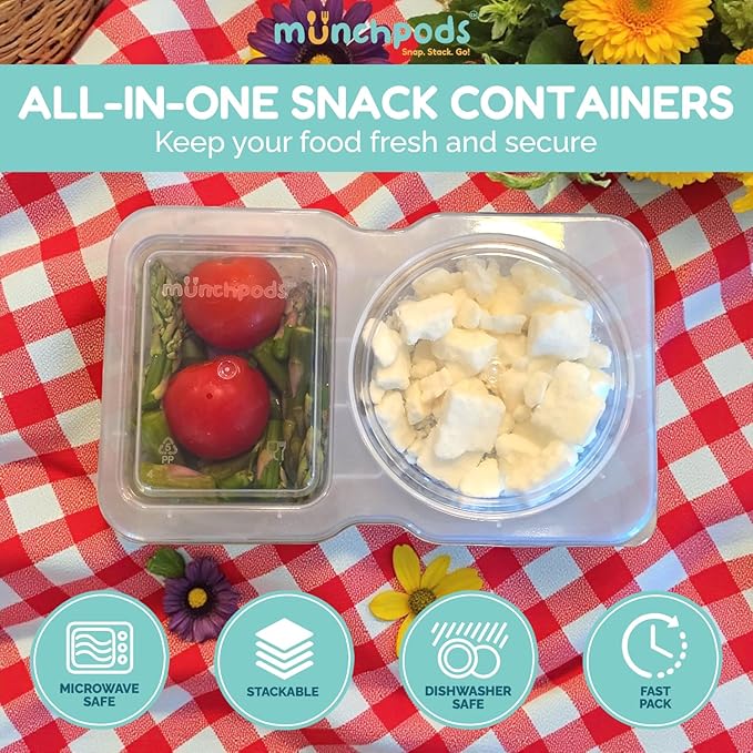 Reusable Snack Containers with Lids 50Pcs, Portion control containers, Snack Pack Containers,2 Double Compartment Snack Containers for Kids On the Go Meals, Camping Condiment Snack Tray Prep