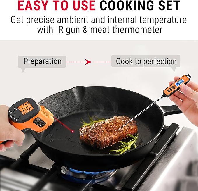 TempPro TempScan Infrared Thermometer Gun with Super Long Meat Probe