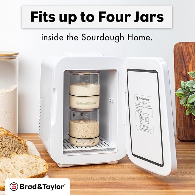 Brod & Taylor Small Sourdough Starter Jar (12oz) Less Discard Waste, 100% Dishwasher Safe, Measurement Markings, and Height Marker (Durable Glass Jar, BPA-Free)