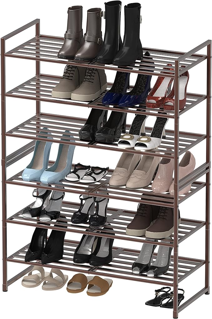 Simple Houseware 3-Tier Stackable Metal Panel Shoes Rack, Bronze