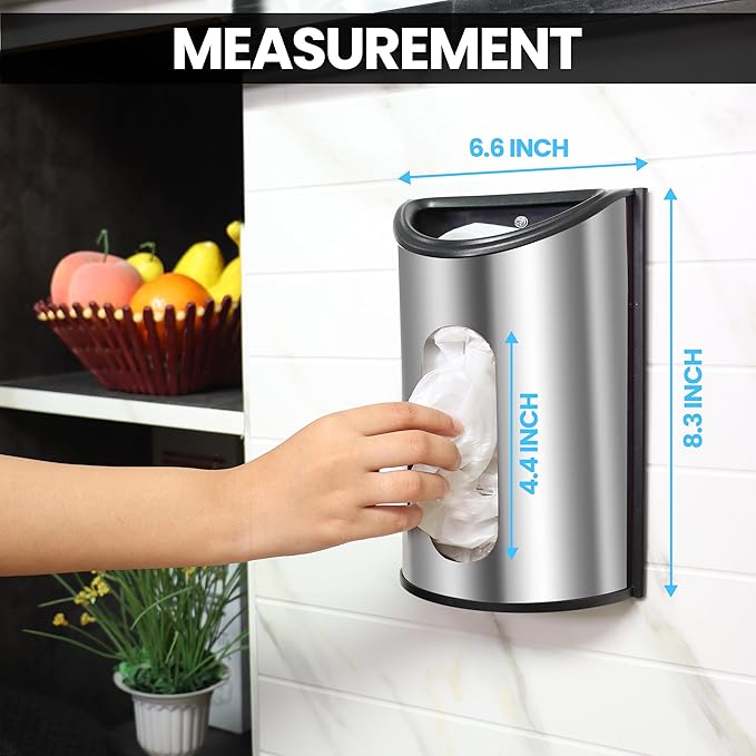 Utopia Kitchen Grocery Plastic Bag Holder and Dispenser Small, Easy Wall Mount Bag Saver, Stainless Steel, Silver