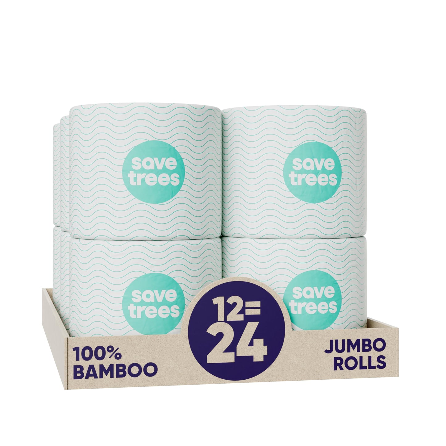 Bamboo Toilet Paper -24 Rolls Of Septic Safe Organic Toilet Paper 3-ply, 300 Sheets Per Roll - PFAs Free, FSC Certified, Plastic & Chemical Free - For Home, Boat & RV Use