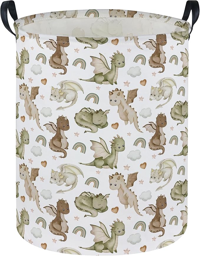 Kids Laundry Basket Dinosaur Hamper for Nursery Hamper Cute Kids Storage Bin Organizer Room Decor for Home(Watercolor dinosaur)