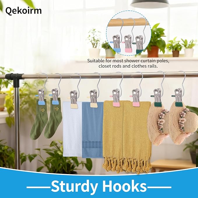 30 Pack Heavy Hanger Clips for Closet, Laundry Hooks Hanging Clips with, Clothespin for Clothes Pants,Clothes Pins Multi-Purpose Clip Big Hangers & Pants Clip Hangers for Hats Socks Towels Travel