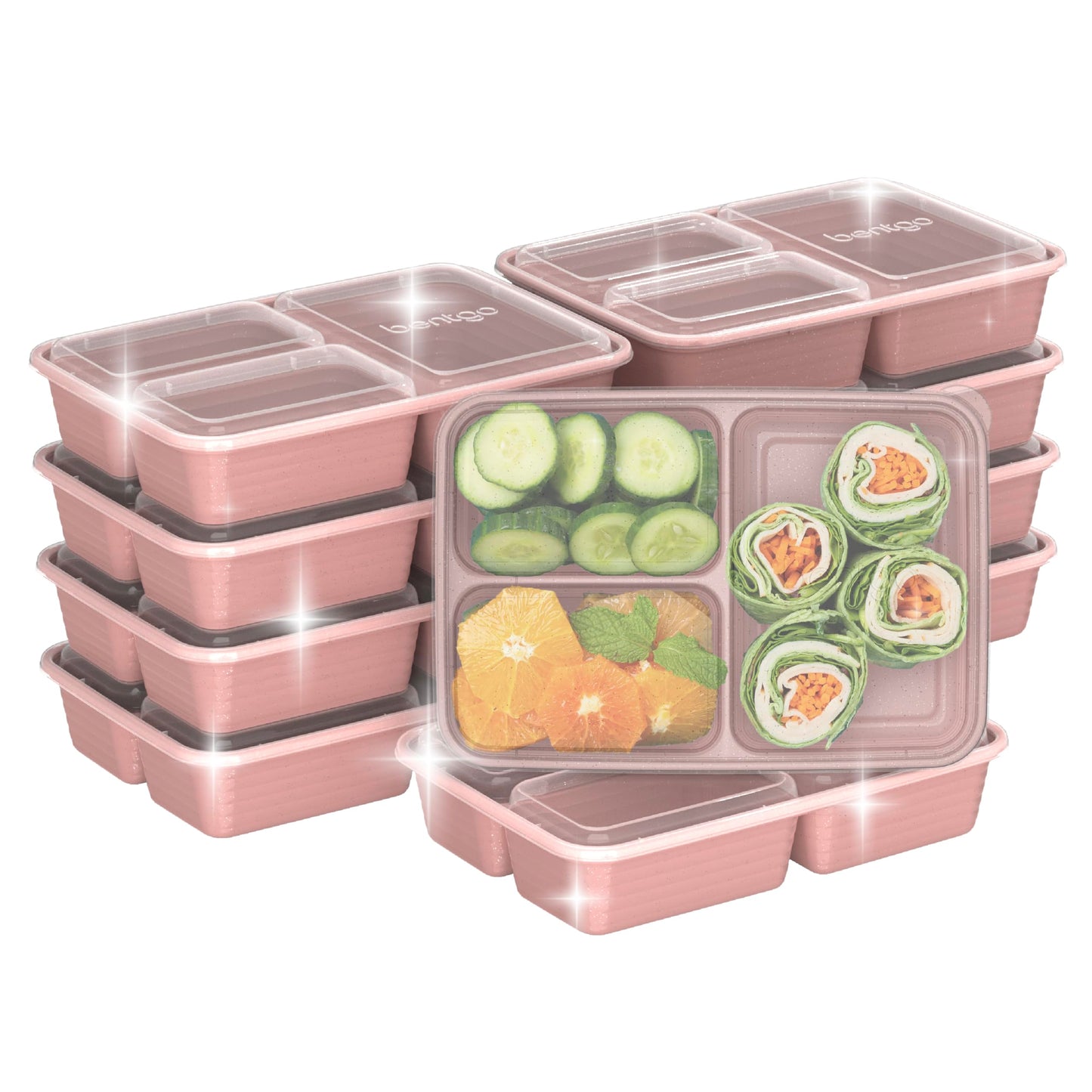 Bentgo Prep 3-Compartment Meal Prep Containers with Lids, 20 Piece Set