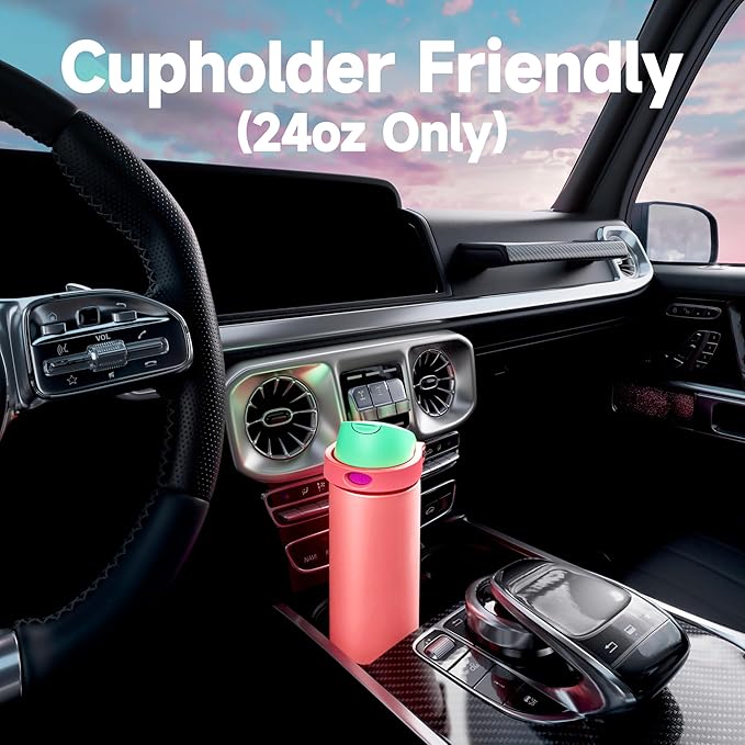 24 oz Insulated Water Bottle for Women: Meoky Stainless Steel Water Bottle with 2-in-1 Straw Lid - Leak Proof, Cold for 24 Hours, Fits in Car Cup Holder, BPA-Free for Sports Travel, Strawberry Field