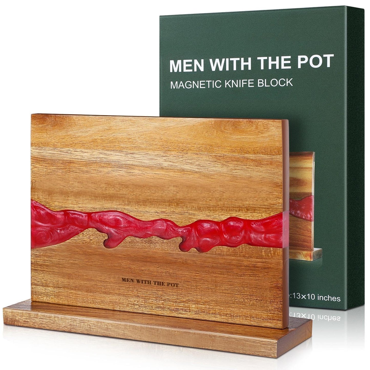 MEN WITH THE POT Double Sided Countertop Magnetic Knife Block 14 x 10"