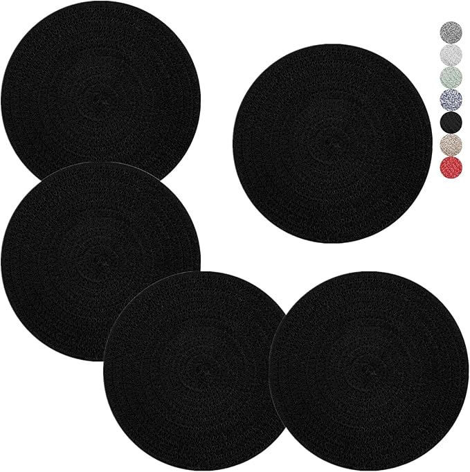 Trivets for Hot Dishes, Pots and Pans, 8 Inches Hot Pads 5 Pcs, Pot Holders for Kitchen, Heat Resistant Mat Protect Counter, Coasters Set Home Essentials Farmhouse Decor (Green)